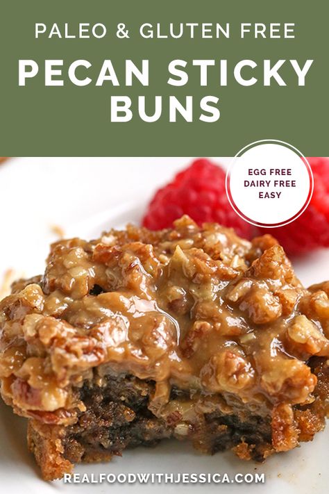 Paleo Pecan Sticky Buns - Real Food with Jessica Keto Sticky Buns, Paleo Buns, Scd Desserts, Paleo Breakfast Recipes, Surgery Prep, Gluten Free Pecan, Paleo Breads, Autoimmune Recipes, Pecan Sticky Buns