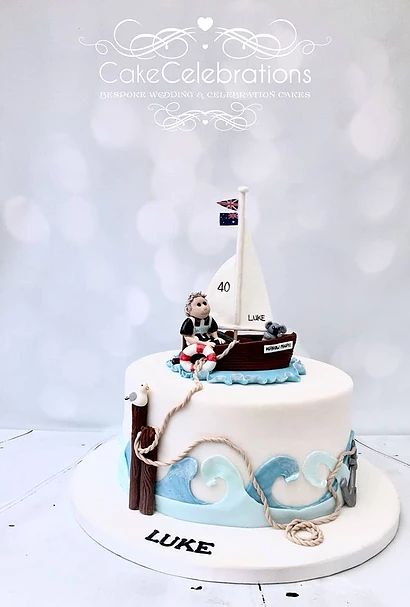 Sailing Cake, Boat Cake Topper, Fishing Cakes, Beach Birthday Cake, Welcome To Wedding, Cake Design For Men, Boat Cake, Nautical Cake, Dad Birthday Cakes