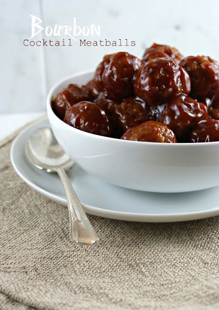 Authentic Suburban Gourmet: Friday Night Bites | Bourbon Cocktail Meatballs Bourbon Meatballs, Tailgate Treats, Cocktail Meatballs, Bourbon Cocktail, Cranberry Cocktail, Bourbon Cocktails, Dinner Appetizers, Minced Meat, Football Food