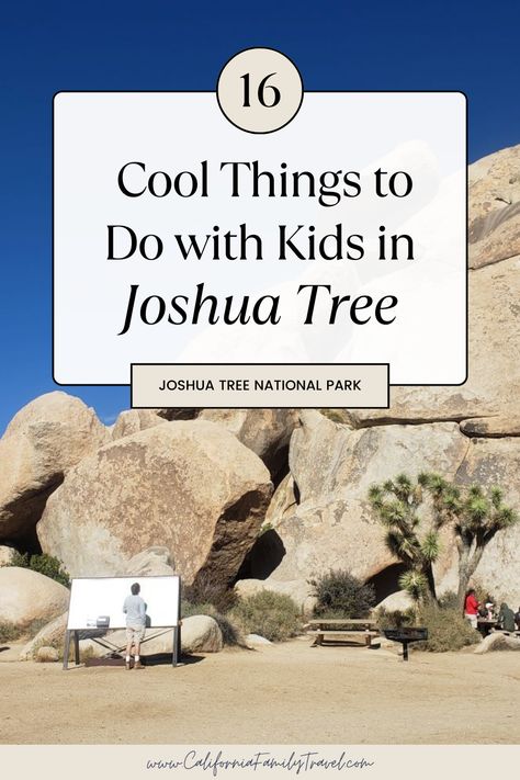 Planning a visit to Joshua Tree National Park in Southern California? From its stunning rock formations to the fun and family-friendly activities in and around the park, visiting Joshua Tree National Park is a true adventure! Here is a complete guide of things to do in Joshua Tree with kids, along with tips and information to make the most of your visit. Joshua Tree National Park With Kids, Joshua Tree With Kids, Joshua Tree Camping, Joshua Tree Park, Camping With Toddlers, Family Friendly Activities, Summer Road Trip, Joshua Tree National Park, Rock Formations