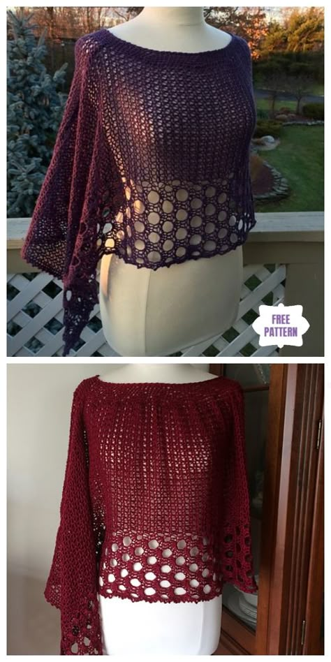 Crochet Kelley's Lace Poncho Free Crochet Pattern Lace Poncho Pattern, Newest Crochet Patterns Free, Crochet Lace Projects Ideas, All Things Crochet, Free Crochet Patterns For Tops, Lace Poncho Crochet Pattern, Lacy Crochet Sweater Pattern Free, Lace Crochet Shawl Pattern Free, Fishnet Crochet Pattern