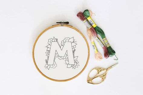 Initials Embroidery, Pdf Pattern Embroidery, Embroidery Pattern Floral, Pattern Embroidery Design, Embroidery For Kids, Hand Embroidery Letters, Pdf Embroidery Pattern, Kids Embroidery, Embroidery Letter