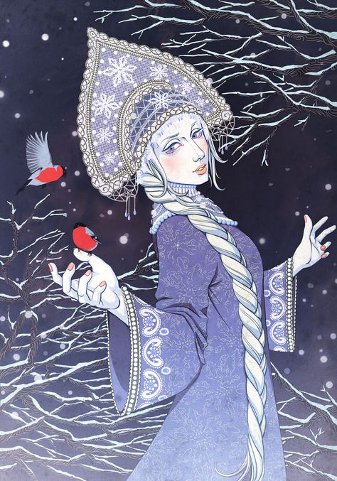 Russian Mythology, Snow Queen Illustration, The Craft Movie, Slavic Culture, Winter Horse, Snow Maiden, Princess Fairy, Dark Christmas, Russian Style