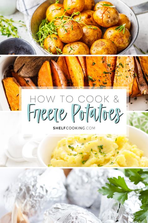 Never toss out old potatoes again! These smart hacks for batch prepping and freezing every type of this pantry staple will ensure spuds are your buds. Learn how to freeze potatoes, fries, hashbrowns, and more! Freezer Roasted Potatoes, Potato Recipes That Freeze Well, Freezable Potato Recipes, Potato Recipes To Freeze, Freeze Potatoes How To, Freezer Potato Recipes, Batch Prepping, Freeze Potatoes, Freezing Potatoes