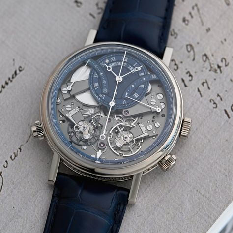 Breguet Tradition Chronograph Indépendant 7077 Blue - 3 Breguet Watches, Gear Train, Monochrome Watches, Dressed In White, Skeleton Watches, Pilot Watch, Perpetual Calendar, Gold And Blue, Fine Watches