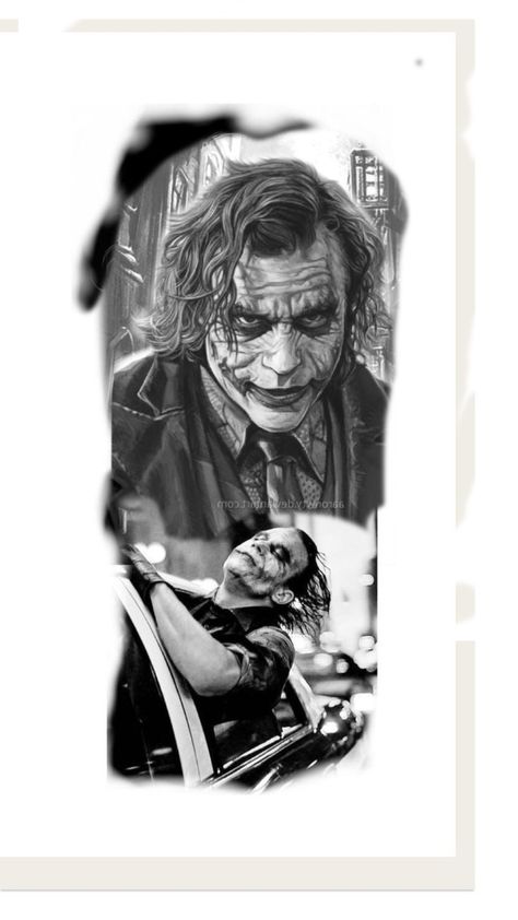 Heath Ledger Tattoo, Swing Tattoo, Joker Tattoos, Joker Queen, Joker Tattoo Design, Angel Wings Art, Knight Tattoo, Realistic Tattoo Sleeve, Band Tattoo Designs