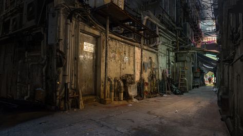 ArtStation - Alleyway, Adrian Regalado Dark Alleyway, South Side Chicago, Kowloon Walled City, City Environment, Airedale Dogs, Environment Reference, Visual Board, Environment Art, Walled City