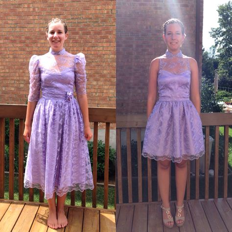 From Old to New dress transformation. 1980's bridesmaid dress made modern. Sewing transformation Upcycle Bridesmaid Dress, Sewing Transformation, Reuse Wedding Dress, Dress Transformation, Dress Upcycle, Bridesmaid Dress Ideas, Refashion Dress, Old To New, Unique Bridesmaid Dresses