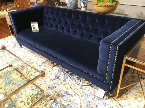 Royal Blue Velvet Sofa, Royal Blue Sofa, Safavieh Rugs, Velvet Sofa Living Room, Luxury Stuff, Glam Living Room Decor, Blue Velvet Sofa, Glam Living, Glam Living Room