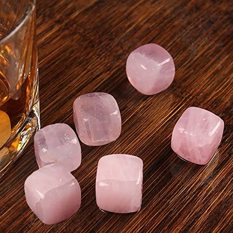 Amazon.com: Rose Quartz Whiskey Stones Set Reusable Ice Cubes for Drinks Whiskey Rocks Chilling Stone 0.8" Crystal Cubes Christmas Stocking Stuffers Set of 6: Home & Kitchen Whiskey Accessories, Wine Cubes, Ice Stone, Whiskey Stones, Crystal Ice, Gin Fizz, Quartz Rock, Whiskey Sour, Whiskey Drinks