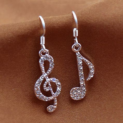 Asymmetrical Earrings, Music Jewelry, Crystal Accessories, Party Earrings, Music Note, Crystal Drop Earrings, Rhinestone Jewelry, Earring Sale, Drop Earring