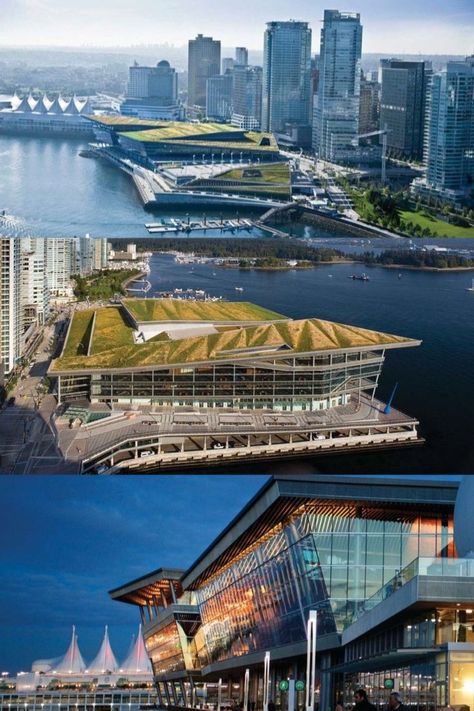 The world’s first LEED Platinum convention center, Vancouver Convention Center West by LMN architects, fully integrates the urban ecosystem at the intersection of a vibrant downtown core and one of the most spectacular natural ecosystems in North America. Vancouver Convention Center, Convention Center Architecture, Convention Center, Downtown Core, Building Photography, Architecture Sketchbook, Natural Ecosystem, Public Realm, Convention Centre