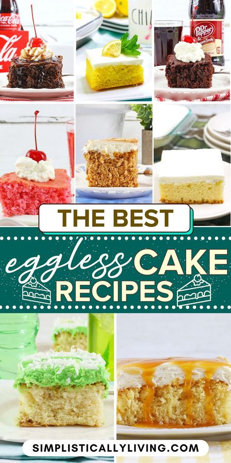 eggless cake recipes Eggless Butterless Desserts, No Egg Cake Recipe 3 Ingredients, Cake With No Eggs Recipes, Best Eggless Cake Recipe, Easy Cake Recipes Without Eggs, Eggless Cakes Recipes, Cake Without Eggs Recipes, Box Cake Without Eggs, Egg Less Recipes Desserts