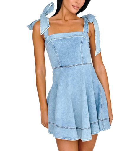 PRICES MAY VARY. 90% cotton, 10% polyester Hand wash/machine wash, no bleaching/exposure to the sun S, M, L, XL four sizes Regular fit, tube top, back zipper, ruffle hem, 90s vintage pastoral style This denim dress is perfect for any occasion! New women's denim dress, cute slim fit, cool and breathable, for a great wearing experience!  Name: women's denim dress Material: cotton, polyester Style: fashion, casual, street Thickness: regular Season: four seasons  Product packaging: 1 x dress  Note: Sabrina Carpenter Denim Dress, Blue Gameday Outfit, Cute Denim Outfits, Megan Moroney Concert Outfits, Sec Gameday Outfits, Jean Dress Outfit, Country Music Outfits, Country Concert Dress, Game Day Dresses