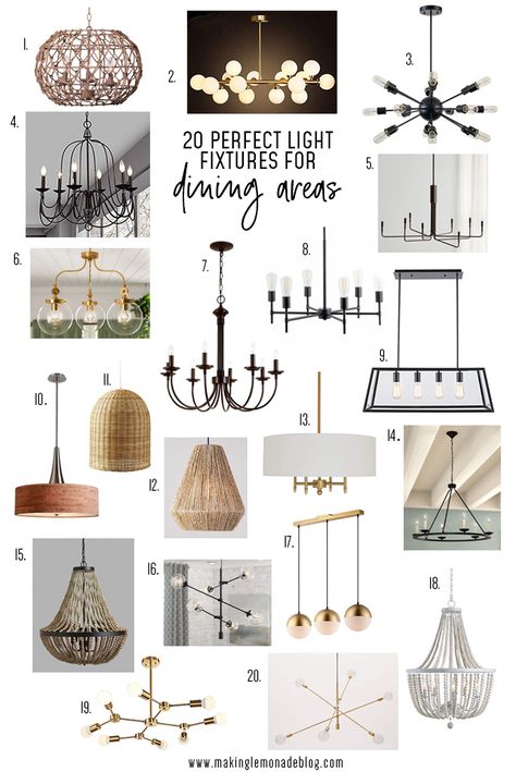 20 Light Fixtures Perfect for Dining Areas - Making Lemonade Dining Room Lights, Dinning Room Lighting, Dining Light Fixtures, Kitchen Table Lighting, Making Lemonade, Themes Wedding, Dining Table Lighting, Farmhouse Light Fixtures, Colors Wedding