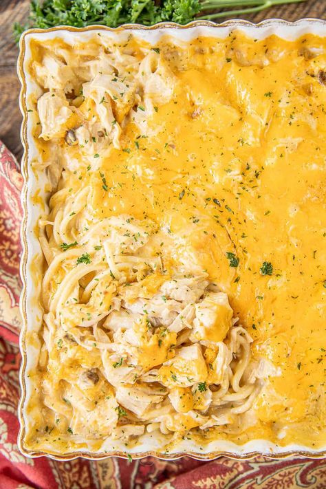 Cream Of Cheddar Recipes, Oven Baked Chicken Spaghetti, Chicken And Cheddar Cheese Soup Recipes, Cheesey Chicken Spaghetti Casserole, White Chicken Spaghetti Bake, Cheddar Spaghetti, Chicken Cream Of Mushroom, Rotel Chicken, Plain Chicken Recipe