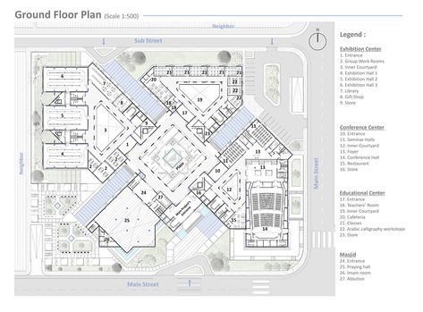 Erth Culture Center (Graduation Project) :: Behance Cultural Centre Architecture Plan, Cultural Centre Design, Student Activity Center Architecture, Cultural Center Plan Architecture, Outdoor Exhibition Design Architecture, Cultural Center Floor Plan, Educational Center Design, Cultural Centre Plan, Culture Center Plan