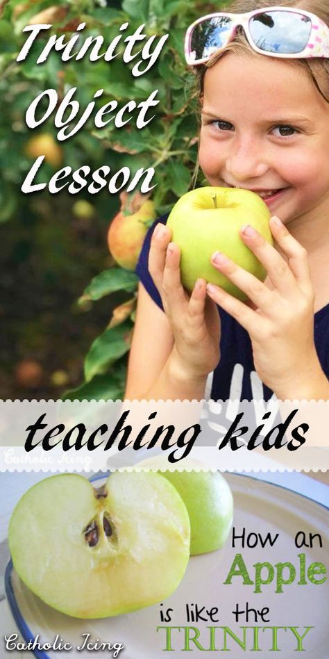 Here is a Trinity object lesson for kids about how apples are like the Trinity. There is also a great Trinity book for kids here! #catholicicing #trinityforkids Apple Trinity Lesson, Trinity Sunday School Lesson, Trinity Sunday Craft, Trinity Crafts For Kids Sunday School, Trinity Crafts For Kids, Holy Trinity Crafts For Kids, School Quizzes, Trinity Craft, Kindergarten Sunday School