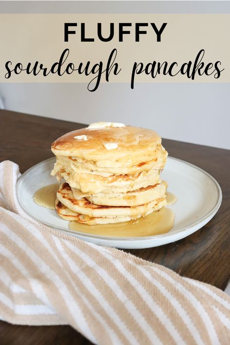 Delicious and easy to make sourdough pancakes. Such a great way to use up some sourdough starter or discard! Fluffy Sourdough Pancakes, Quick Sourdough Bread, Bread For Toast, Sourdough Discard Pancakes, Sourdough Breakfast Recipes, Discard Pancakes, Breadsticks Easy, Sourdough Pancakes Recipe, Sourdough French Toast