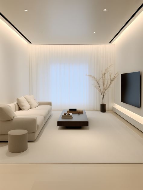 This simple style uses white as the main color,
Create a simple and bright space atmosphere.
White paint on walls and ceilings,
Paired with a dark wood coffee table,
forming a sharp contrast,
Highlights the layering of space.
The combination of beige sofa and white pillows,
Both warm and comfortable,
Adds a soft touch of color to the space. Simple Salon Interior Design, Hotel Inspired Home, Sofa Japandi, Modern Minimalist Apartment, Modern Minimal Living Room, Contrast Highlights, Minimal Living Room, Japandi Living, House Interior Design Styles