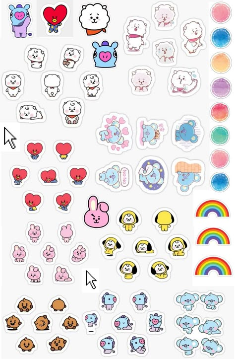 Bt 21 Stickers Printable, Kpop Stickers Printable, Army Stickers, Bt21 Stickers, Pop Stickers, Images Kawaii, Scrapbook Stickers Printable, Bullet Journal Stickers, Bts Drawings