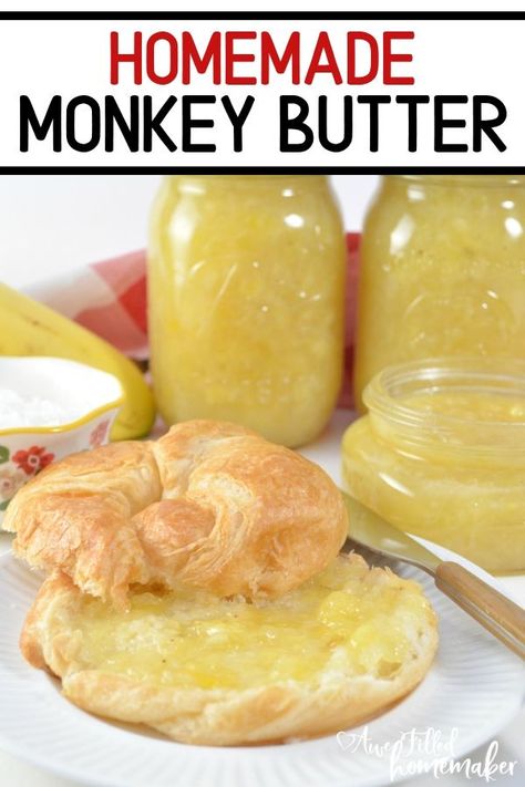 Home Made Jelly, Monkey Butter Recipe Simple, Monkey Butter Recipe 12 Tomatoes, Banana Butter Recipe, Fruit Butters Recipes, Monkey Jam Recipe, Canning Monkey Butter Recipe, Monkey Butter, Fruit Butters