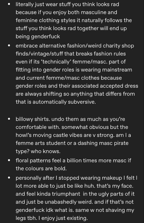 Adrogonus Aesthetic, Transmasc Clothing Tips, Androgyny Tips, Transmasc Tumblr, How To Look More Androgynous, Nonbinary Tumblr, How To Pass As A Guy Ftm, Transgender Outfits Ftm, Trans Masc Tips