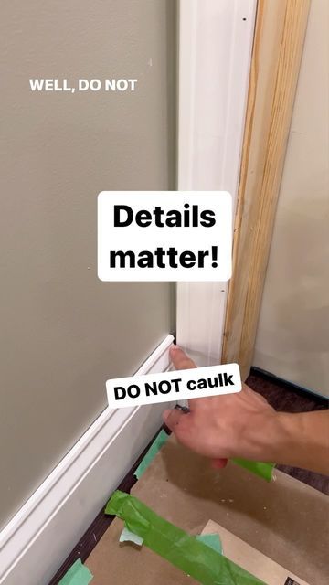 Ryan Walker on Instagram: "How would you’ve done this? 🤷‍♂️ Trim work can put you in some awkward situations, but you just have to make it look good… or at least try haha In this case the base met the casing of the door creating a crevice (DO NOT JUST CAULK IT)… to solve this I simply notched the baseboard using my miter saw and it’s depth setting feature (After some thought, you could just cut most of it away) Then I cleaned up the cuts with my chisel! Let me know what you think! And don’t forget to follow for more DIY tips and tricks! #trim #baseboard #baseboards #trimwork #construction #homeimprovement #details #detailsmatter #doitright #build #learnsomethingnew #howto" Baseboard Transition Ideas, Diy Baseboard Trim, Baseboard Caulking, Flat Baseboards And Trim, Caulking Baseboards, Baseboard Trim Styles, Baseboard Corners, Door Casing Ideas, Baseboards And Trim