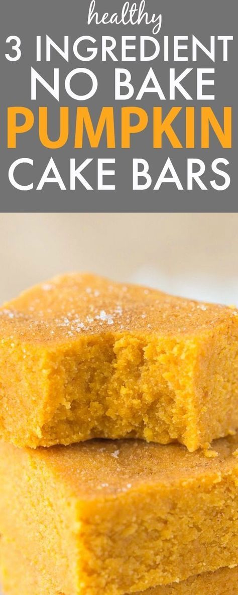 Healthy 3 Ingredient NO BAKE Pumpkin Cake Bars- Quick, easy and delicious cake bars LOADED with pumpkin flavor- Low fat and can be 100% sugar free! {vegan, gluten free, paleo recipe}- thebigmansworld.com Pumpkin Cake Bars, Pumpkin Fudge, No Bake Pumpkin, Bake Pumpkin, Paleo Desserts, Cake Bars, Pumpkin Flavor, Healthy Pumpkin, Vegan Pumpkin