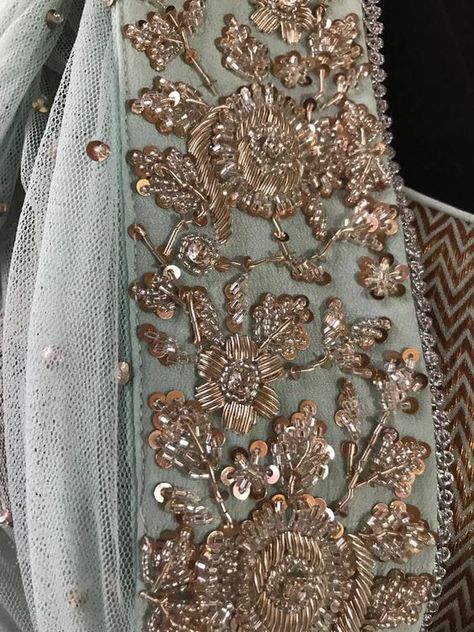 Party Wear Outfits, Zardosi Embroidery, Gold Work Embroidery, Zardozi Embroidery, Beadwork Embroidery, Crazy Quilting, Couture Embroidery, Hand Work Embroidery, Handwork Embroidery Design