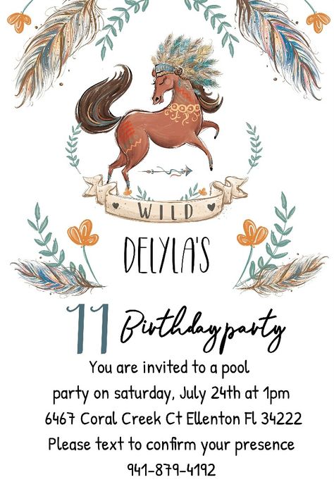 Horse Birthday Party Invitations, Horse Birthday Invitations, Birthday Invitation Design, Stencil Patterns Templates, 1st Birthday Invitation Template, Animal Birthday Invitation, Boho Birthday Party, Horse Birthday Parties, Template Birthday