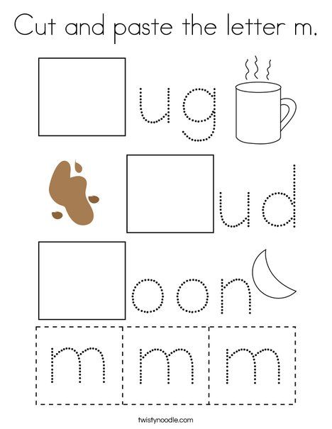 Cut and paste the letter m Coloring Page - Twisty Noodle Letter M Kindergarten Activities, Letter M Activities For Kindergarten, Preschool Letter M Crafts, Letter M Preschool Activities, Preschool Letter M Activities, Letter M Pre K Activities, M Is For, Letter M Preschool, Letter M Crafts For Preschoolers