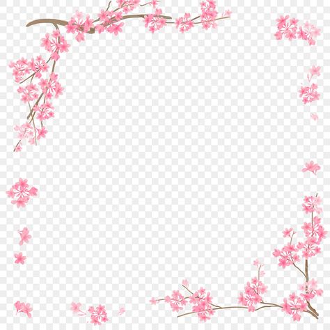 Square Border Png, Cherry Blossom Border, Cherry Blossom Clipart, Square Border, Cherry Blossoms Illustration, Border Templates, Text Frame, Fall Banner, Pink Cherry Blossom