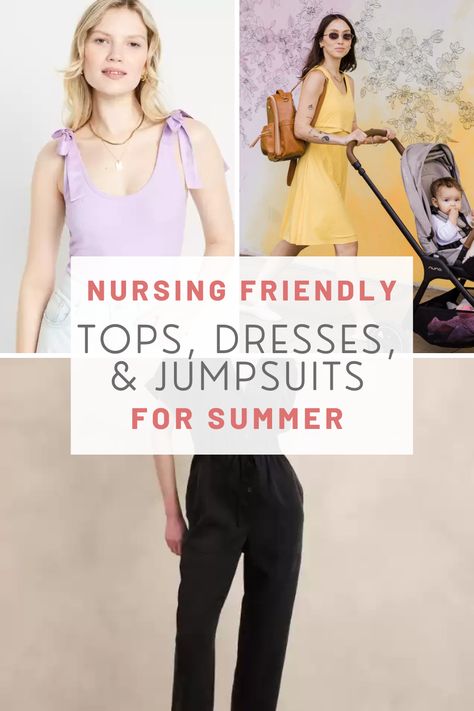 Summer's here and it's time to upgrade your wardrobe with chic nursing-friendly tops, dresses, and jumpsuits. From breezy fabrics to easy access designs, we've got you covered. Check out our top picks that will keep you cool, comfortable, and effortlessly stylish while nursing your little one. Because you deserve to look fab while being the amazing mom you are! 🌟 #MomLife #NursingFashion #SummerStyle #MillennialMoms Summer Nursing Outfits, Nursing Friendly Outfits Summer, Nursing Clothes Breastfeeding, Nursing Friendly Clothes, Postpartum Style, Nursing Dress Breastfeeding, Nursing Friendly Outfits, Feeding Dresses, Nursing Friendly Tops