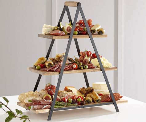 Diy Etagere, Tiered Tray Stand, Fruit And Vegetable Storage, Vegetable Storage, Easy Entertaining, Party Buffet, Home Decor Online, Mini Desserts, Serving Food