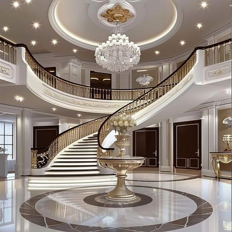 Home & Interior Design Expensive Houses Interior, Luxury Foyer Entrance, Grand Entrance Hall, Dark Modern House, Interior Design New York, Home Theater Room Design, Luxury Staircase, House Interior Design Styles, Luxurious Interior Design