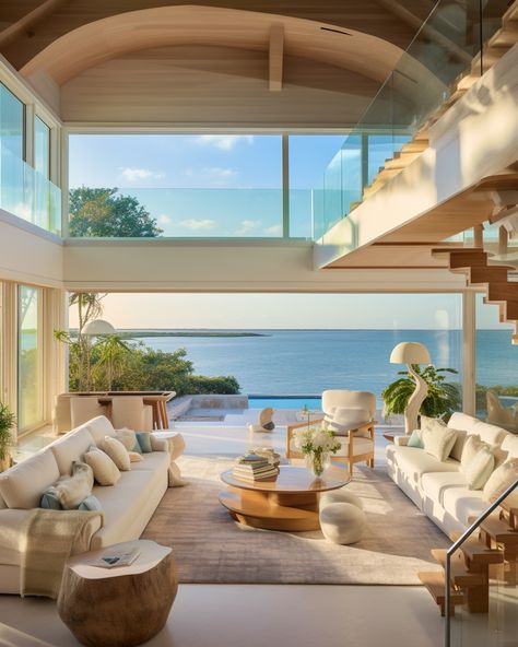 South florida living, expansive views of the water, creamy sunset, pristine home design - #floridaliving #coastalhomedesign Home In Florida, Florida Waterfront Homes, Florida Living Aesthetic, Backyard Minecraft, Whimsical Minecraft, Minecraft Kitchens, Miami House, Billy Butcher, 2024 Manifestation