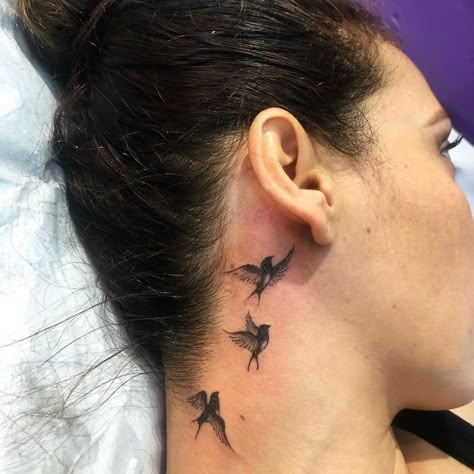 Dove Neck Tattoo, Bird Ankle Tattoo, Bird Tattoo Neck, Bird Silhouette Tattoos, Bird Tattoos For Women, Small Neck Tattoos, Vogel Tattoo, Native Tattoos, Neck Tattoos Women