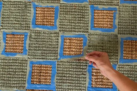 Transform an IKEA Jute Rug Into This Checkerboard Beauty | Hunker How To Paint Checkers, Paint Rug Diy, Painting A Jute Rug, Painting Jute Rug Diy, Painted Jute Rug, Diy Checkered Rug, Paint Jute Rug, Diy Rugs Easy Large, Check Rugs