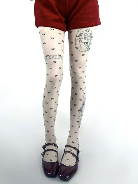 This price is for a pair of tights only, others are not included. Himekaji Outfits, Socks Print, Funky Tights, Pattern Tights, Patterned Tights, Steampunk Fashion, Dream Clothes, Lolita Fashion, Kawaii Fashion