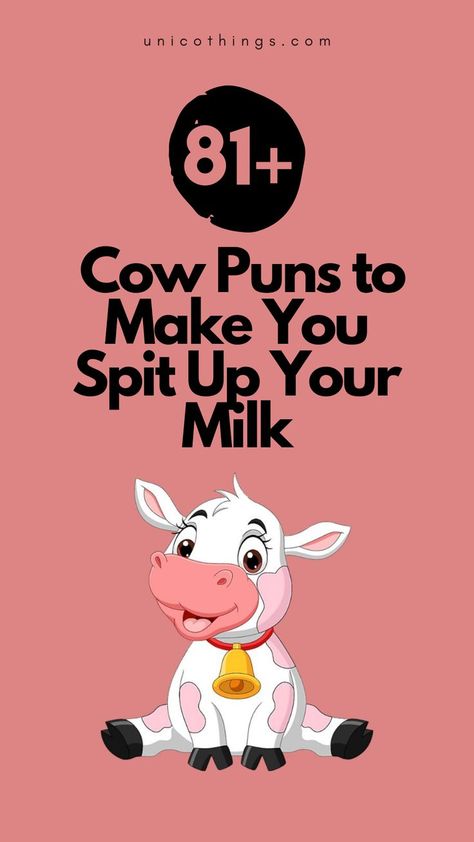 Check out these cow puns that will put a smile on your face and milk your funny bone. Milk Puns, Funny Cow Pictures, Cow Puns, Witty Comebacks, Cow Face, Funny Cow, Cow Pictures, Cow Bones, Cute Dog Photos