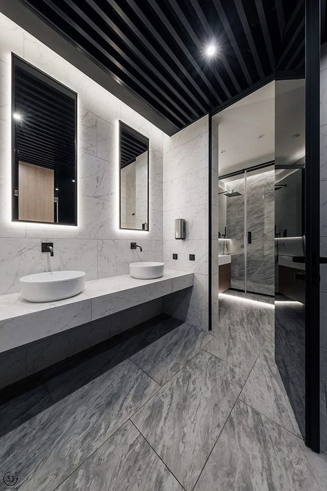 Sinks Design, Office Bathroom Design, Cottage Design Interior, Commercial Bathroom Ideas, Public Restroom Design, Commercial Bathroom Designs, Law Firm Office, Wc Design, Restroom Design