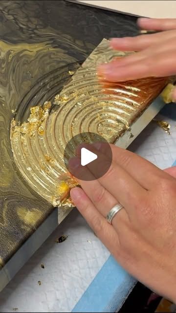 Marjolein vd Muren-Gulinski on Instagram: "Let’s add some goldleaf 🤩 Full video online SOON  #goldleaf #goldplated #gold #shiny #marjoleinart #fluidart #abstract #abstractart #art #progress #wip #creation #modelingpaste #textureart #texturepainting #texturedart" Leather On Canvas Art, Painting With Gold Leaf Acrylics, Applying Gold Leaf To Canvas, Texture Art With Gold Leaf, Textured Art With Gold Foil, Gilding Flakes Ideas, Textured Art With Gold Leaf, Using Gold Leaf In Paintings, Gold Leaf Abstract Painting