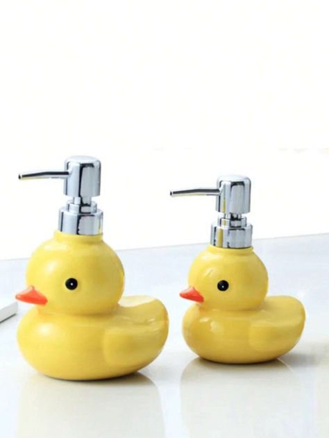 1 Pc Cartoon Cute Small Yellow Duck Separate Bottle Ceramic Hand Sanitizer Dispenser Soap Lotion Split Bottle Bathroom AccessoriesI discovered amazing products on SHEIN.com, come check them out! Bottle Ceramic, Porcelain Bathroom, Hand Sanitizer Dispenser, Travel Bottle Set, Mini Soaps, Bathroom Size, Soap Dispensers, Ceramic Hand, Creative Storage