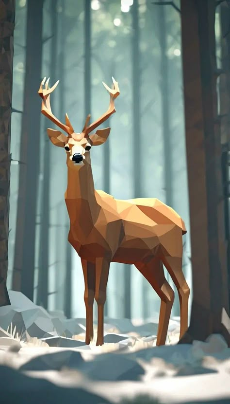 Low Poly Art Illustration, Low Poly Forest, Low Poly Animals, Class Board, Health Posters, Poly Art, Senior Project, Deer Art, Low Poly Art