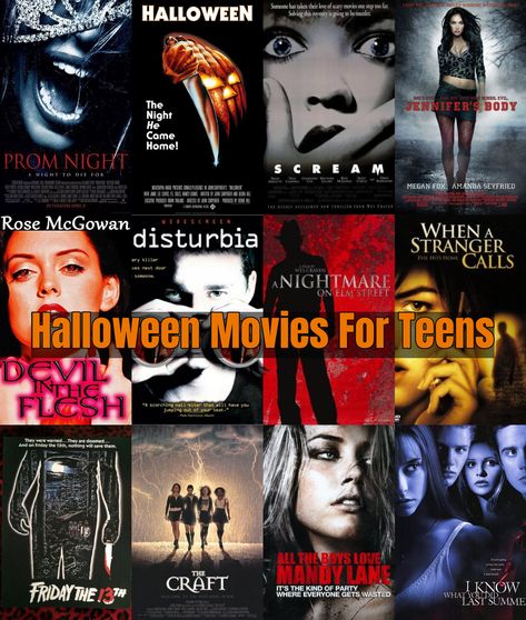 Movies for teenagers to watch on Halloween. (PG-13 & R ratings) Pg13 Movies, 31 Movies For Halloween, 31 Scary Movies For Halloween, Pg 13 Halloween Movies, Halloween Movies For Everyday Of October, Pg 13 Horror Movies, Best Teen Movies High Schools, When A Stranger Calls, Teenage Movie