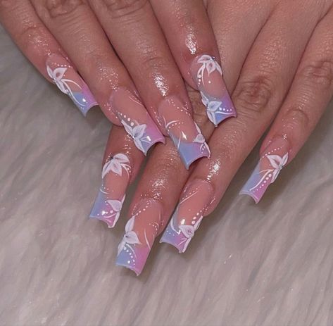 Kawaii Freestyle Nails, 2000 Inspired Nails, Gender Reveal Nails, Colored Acrylic Nails, Summery Nails, Girly Acrylic Nails, Cute Acrylic Nail Designs, Unique Acrylic Nails, Bling Acrylic Nails