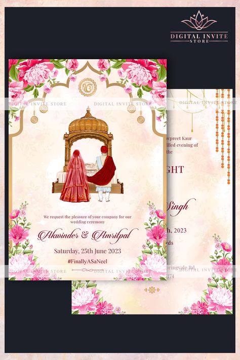 Printing & Personalising your own Welcome Invitation Template Download or Punjabi Wedding welcome invite Indian template instant download has been made a super easy process by us specially for busy brides that save the valuable wedding-prep time while still giving you the complete Hindu Wedding Evite template & stationery of your dreams for your Wedding Entry Day!

You can print your Indian Invitations or Indian Wedding Welcome Einvite décor where ever you choose! Punjabi Wedding Card Designs, Punjabi Wedding Invitations, Engagement Invitation Card Design, Sikh Wedding Invitations Cards, Sikh Wedding Invitation, Sikh Wedding Card, Hindu Wedding Invitation Cards, Shadi Card, Engagement Invitation Cards