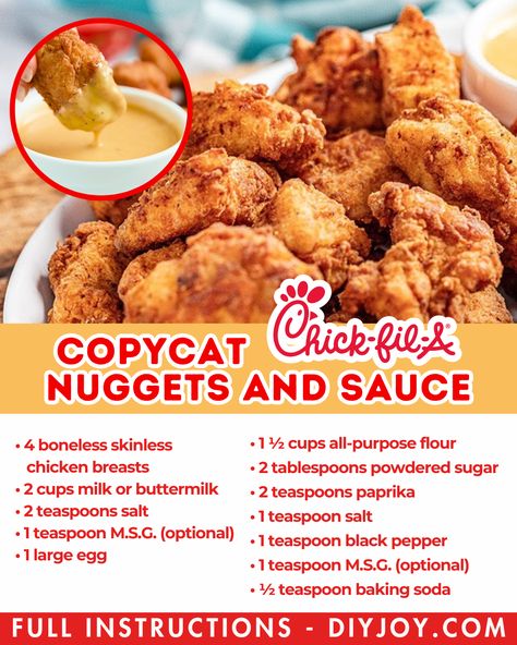 Homemade Chicken Dinner, Homemade Chickfila Sauce, Homemade Chic Fila Sauce, Chick Fil A Copycat Nuggets, Copycat Chickfila Grilled Nuggets, Chik Fil A Recipes, Diy Chick Fil A Nuggets, Chickfila Minis Copycat, Fastfood Copycat Recipe