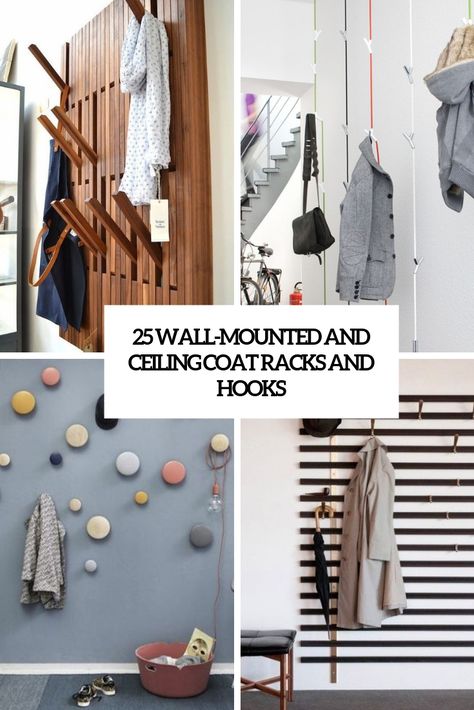 25 Wall-Mounted And Ceiling Coat Racks And Hooks, a post from the blog DigsDigs on Bloglovin’ Coat Hooks On Staircase, Creative Coat Rack Ideas, Clothing Hooks Wall, Coat Hangers For The Wall, Creative Coat Hanger Ideas, Wall Mount Coat Rack, Stairwell Coat Hooks, Wall Mounted Coat Hooks, Wall Pegs For Hats